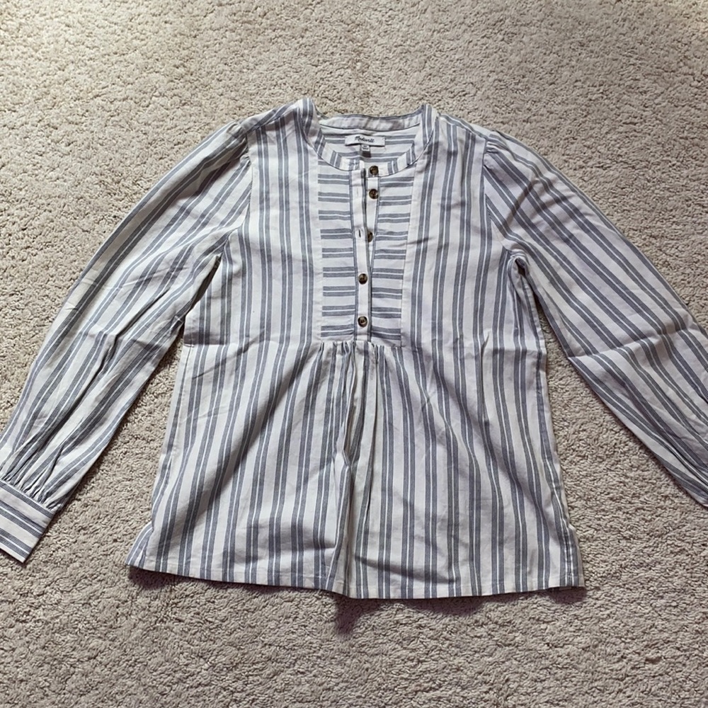 Madewell long sleeve, white w/ stripes, size: XS